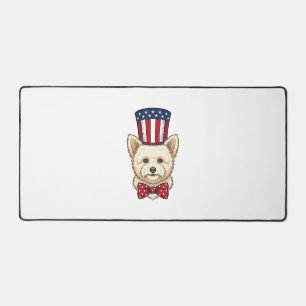 Patriotic Dog Top Hat Vintage Vector Design_1 Desk Mat