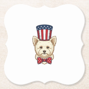 Patriotic Dog Top Hat Vintage Vector Design_1 Paper Coaster