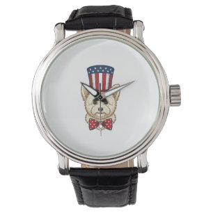 Patriotic Dog Top Hat Vintage Vector Design_1 Watch