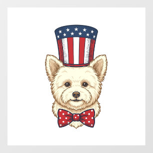 Patriotic Dog Top Hat Vintage Vector Design_1 Window Cling