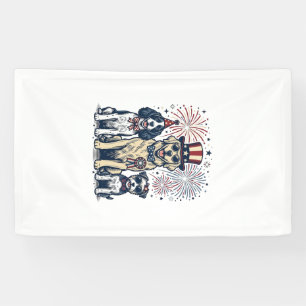 Patriotic Dog Trio Vintage Engraving Shirt Design_ Banner
