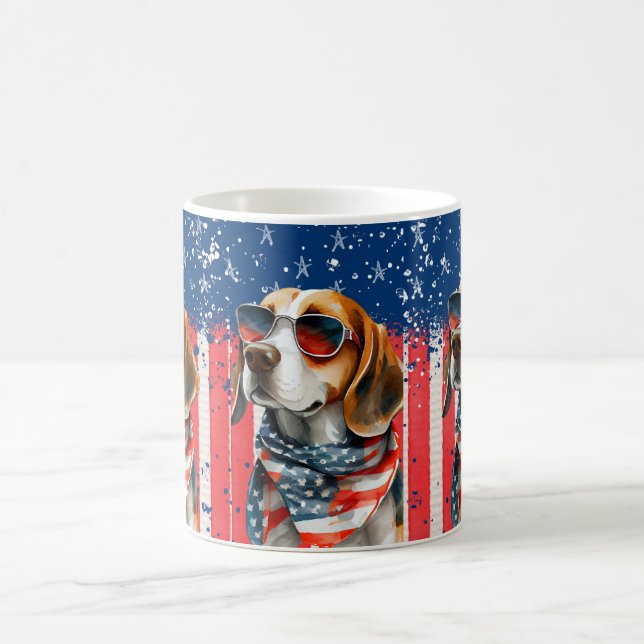 Patriotic Dog USA Cute Animal Design Magic Mug (Center)