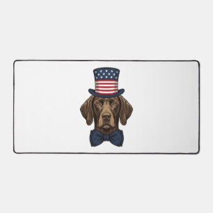 Patriotic Dog Vintage Engraving Shirt Design_1 Desk Mat