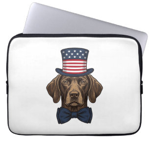 Patriotic Dog Vintage Engraving Shirt Design_1 Laptop Sleeve