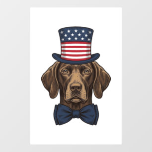 Patriotic Dog Vintage Engraving Shirt Design_1 Window Cling