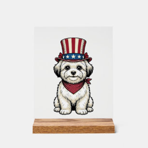 Patriotic Dog Vintage Engraving Vector Design_1 Acrylic Sign