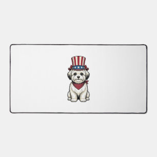 Patriotic Dog Vintage Engraving Vector Design_1 Desk Mat