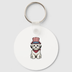 Patriotic Dog Vintage Engraving Vector Design_1 Key Ring
