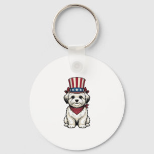 Patriotic Dog Vintage Engraving Vector Design_1 Key Ring