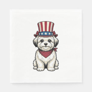 Patriotic Dog Vintage Engraving Vector Design_1 Napkin