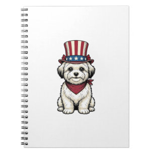 Patriotic Dog Vintage Engraving Vector Design_1 Notebook