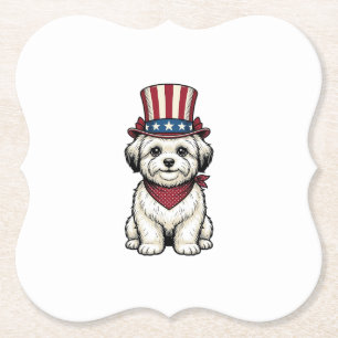 Patriotic Dog Vintage Engraving Vector Design_1 Paper Coaster