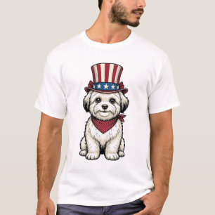 Patriotic Dog Vintage Engraving Vector Design_1 T-Shirt