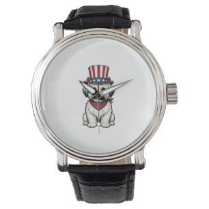 Patriotic Dog Vintage Engraving Vector Design_1 Watch