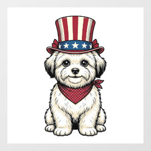 Patriotic Dog Vintage Engraving Vector Design_1 Window Cling