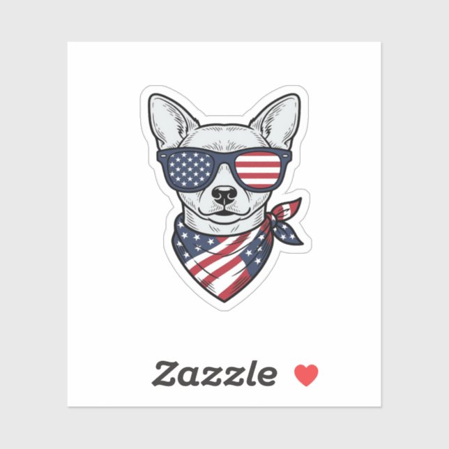 Patriotic Dog with Flag Sunglasses Vintage Vector  (Sheet)