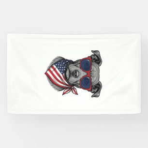 Patriotic Dog With Sunglasses Vintage Shirt Design Banner