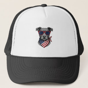 Patriotic Dog With Sunglasses Vintage Shirt Design Trucker Hat