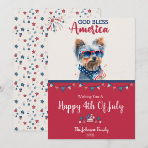 Patriotic Dog- Yorkie 4th Of July Card