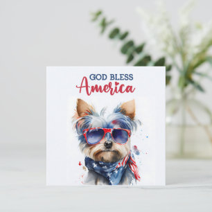 Patriotic Dog-Yorkie 4th of July Card