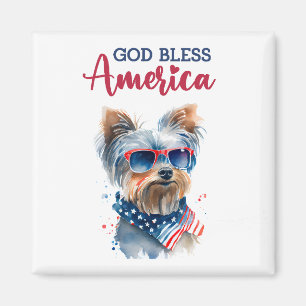 Patriotic Dog-Yorkie Magnet