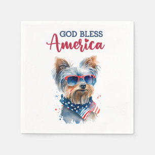 Patriotic Dog-Yorkie Napkin