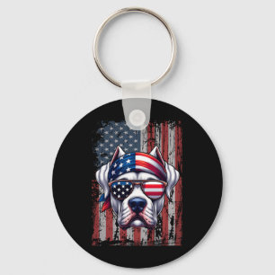Patriotic Dogo Argentino Dog Lover Us Flag Indepen Key Ring