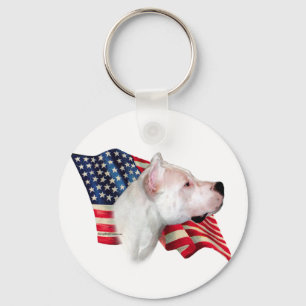 Patriotic Dogo Argentino Key Ring
