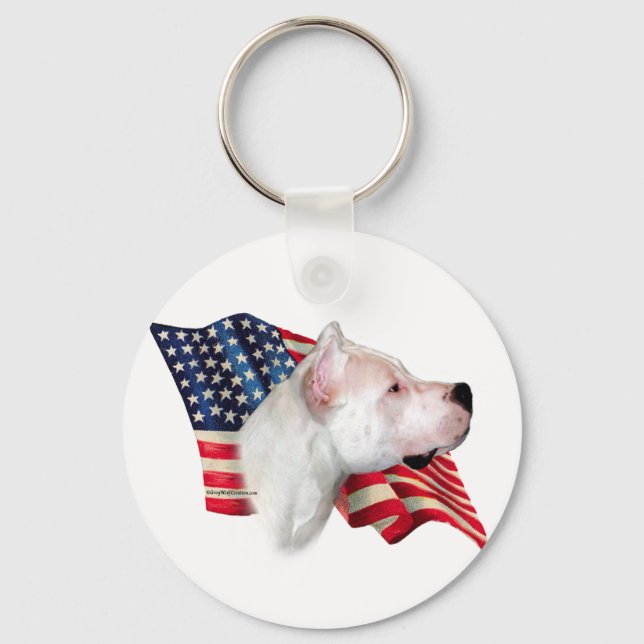 Patriotic Dogo Argentino  Key Ring (Front)