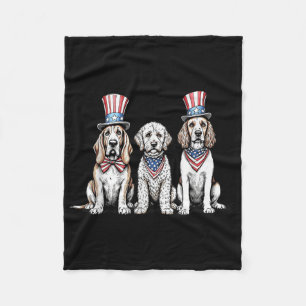 Patriotic Dogs 4th Of July American Flag Pet Dog L Fleece Blanket