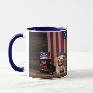 Patriotic Dogs 4th of July Mug
