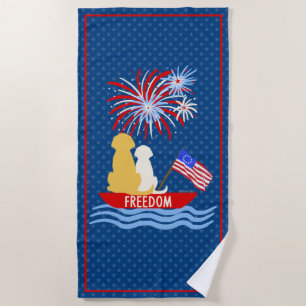 Patriotic Dogs Let Freedom Ring Beach Towel