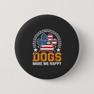 Patriotic Dogs Paw Print Vector 6 Cm Round Badge