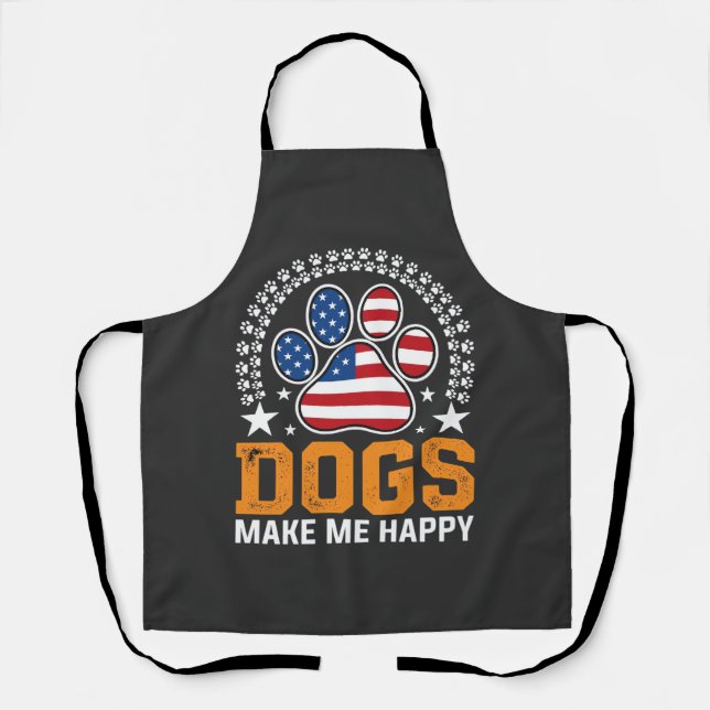 Patriotic Dogs Paw Print Vector Apron (Front)