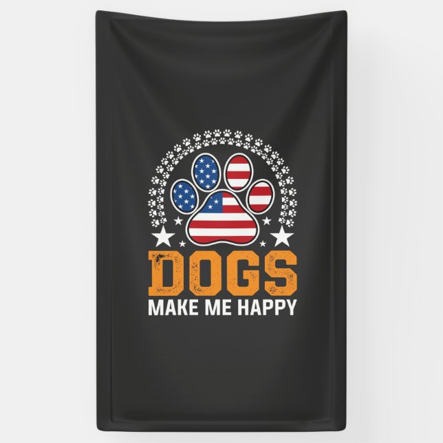 Patriotic Dogs Paw Print Vector Banner (Vertical)