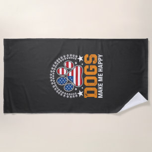Patriotic Dogs Paw Print Vector Beach Towel