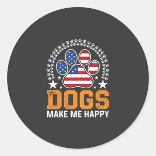 Patriotic Dogs Paw Print Vector Classic Round Sticker