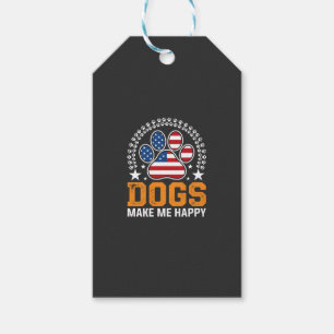 Patriotic Dogs Paw Print Vector Gift Tags