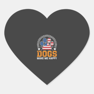 Patriotic Dogs Paw Print Vector Heart Sticker