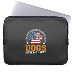 Patriotic Dogs Paw Print Vector Laptop Sleeve