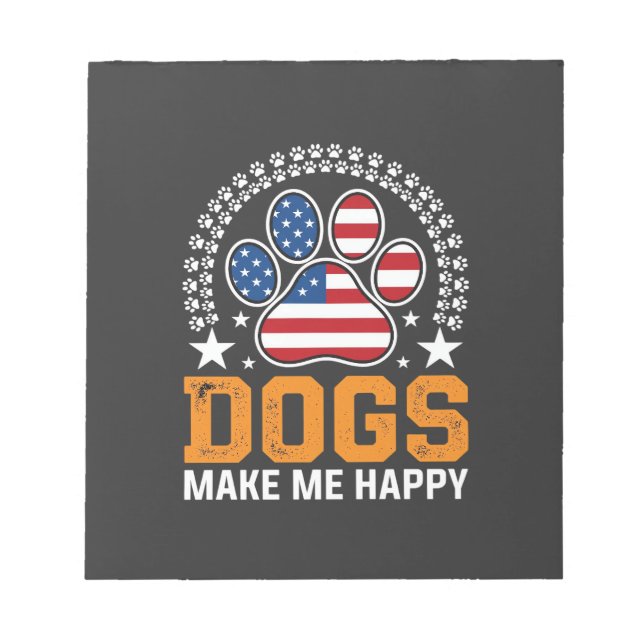 Patriotic Dogs Paw Print Vector Notepad (Front)