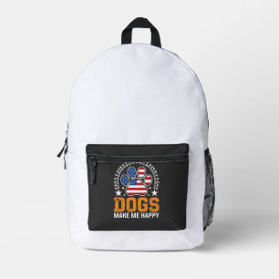 Patriotic Dogs Paw Print Vector Printed Backpack