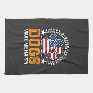 Patriotic Dogs Paw Print Vector Tea Towel