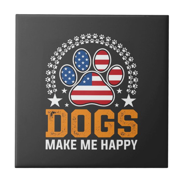 Patriotic Dogs Paw Print Vector Tile (Front)