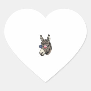 Patriotic Donkey Sunglasses Vintage Shirt Design_1 Heart Sticker