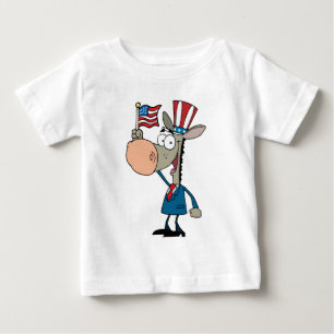 Patriotic Donkey Waving An American Flag Baby T-Shirt
