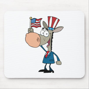 Patriotic Donkey Waving An American Flag Mouse Mat