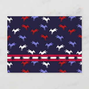 Patriotic Donkeys Postcard