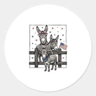 Patriotic Donkeys Vintage 4th of July Shirt Design Classic Round Sticker