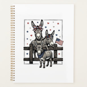 Patriotic Donkeys Vintage 4th of July Shirt Design Planner